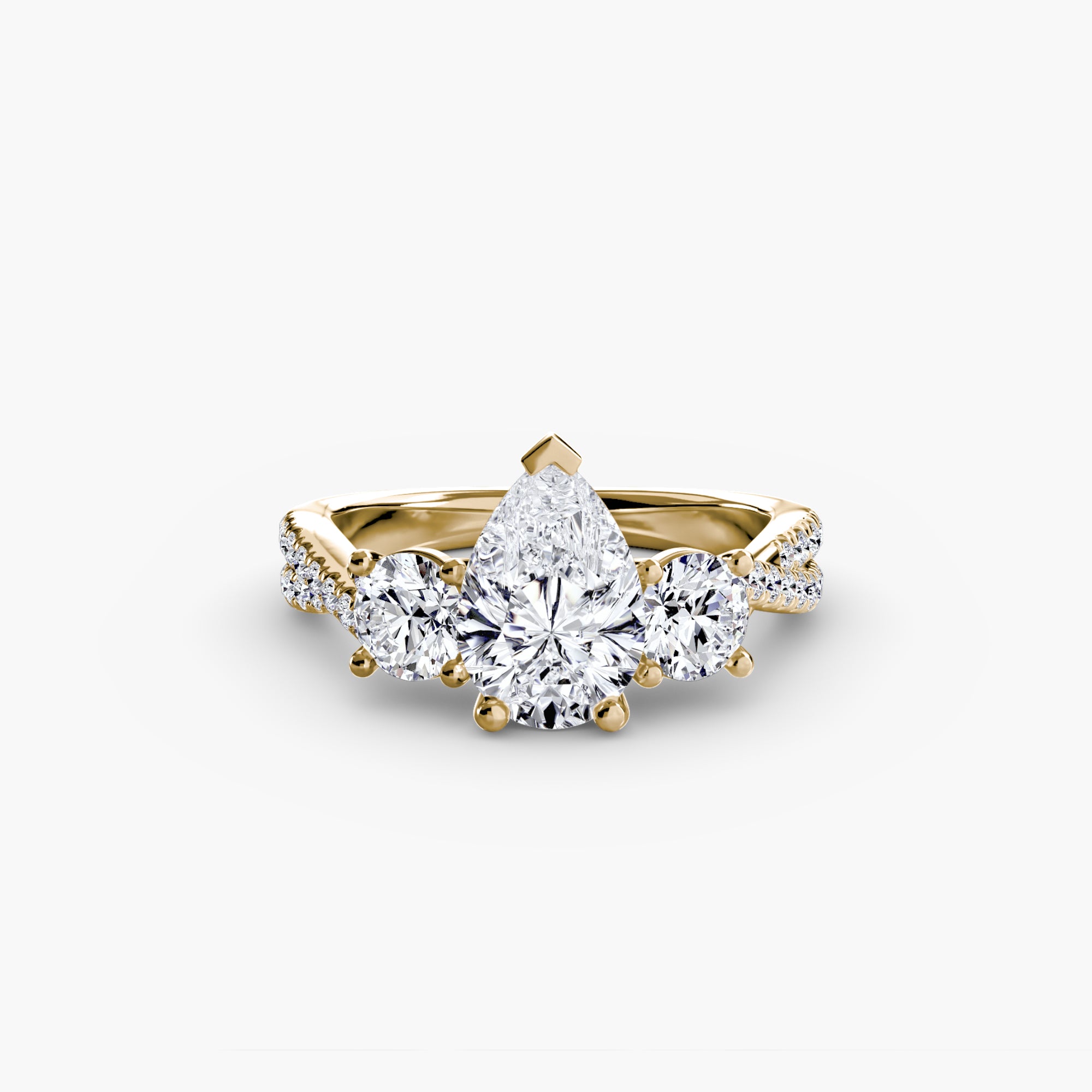 Three Stone Twist Pavé Ring
