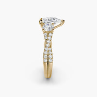 Pear Three Stone Twist Pavé Ring