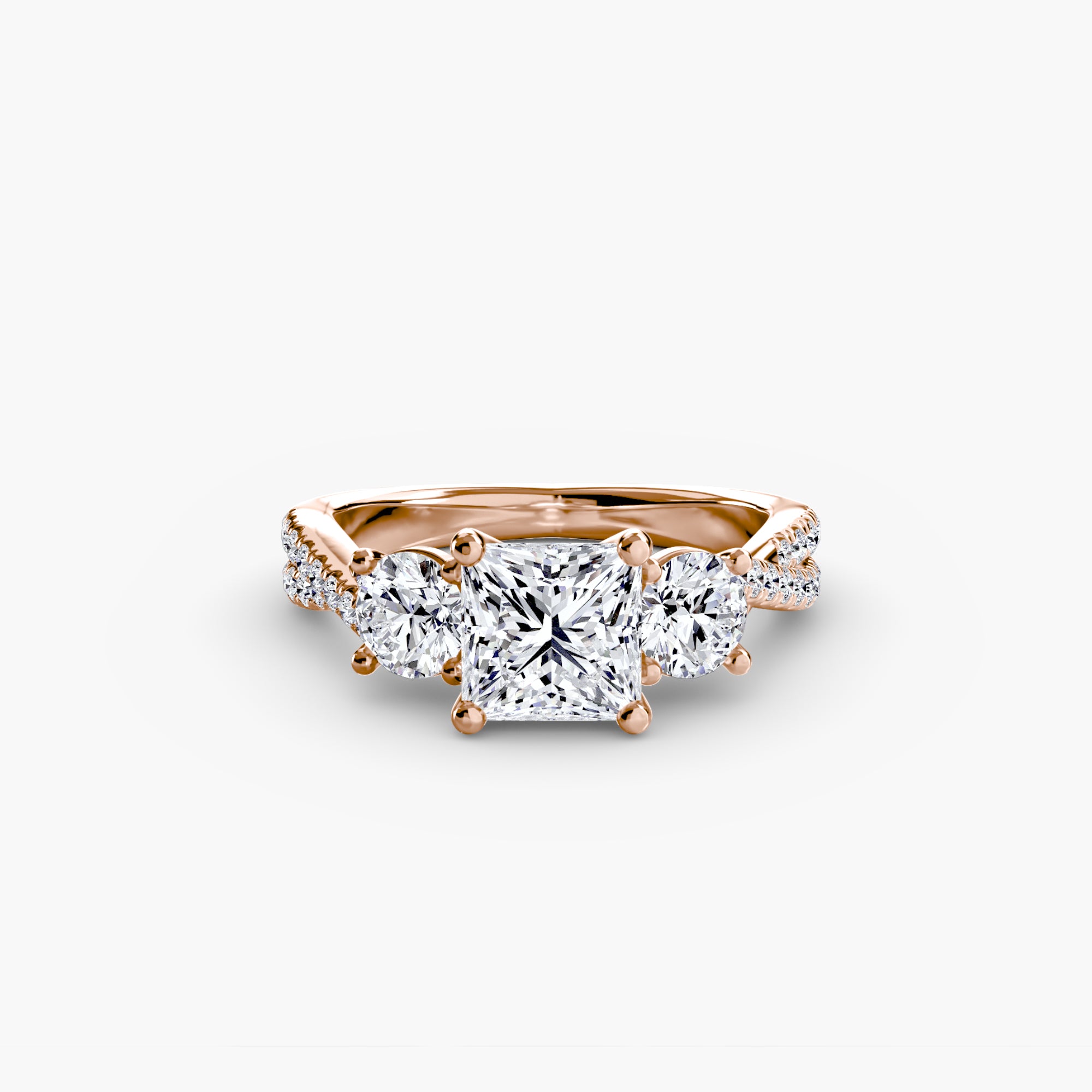 Three Stone Twist Pavé Ring
