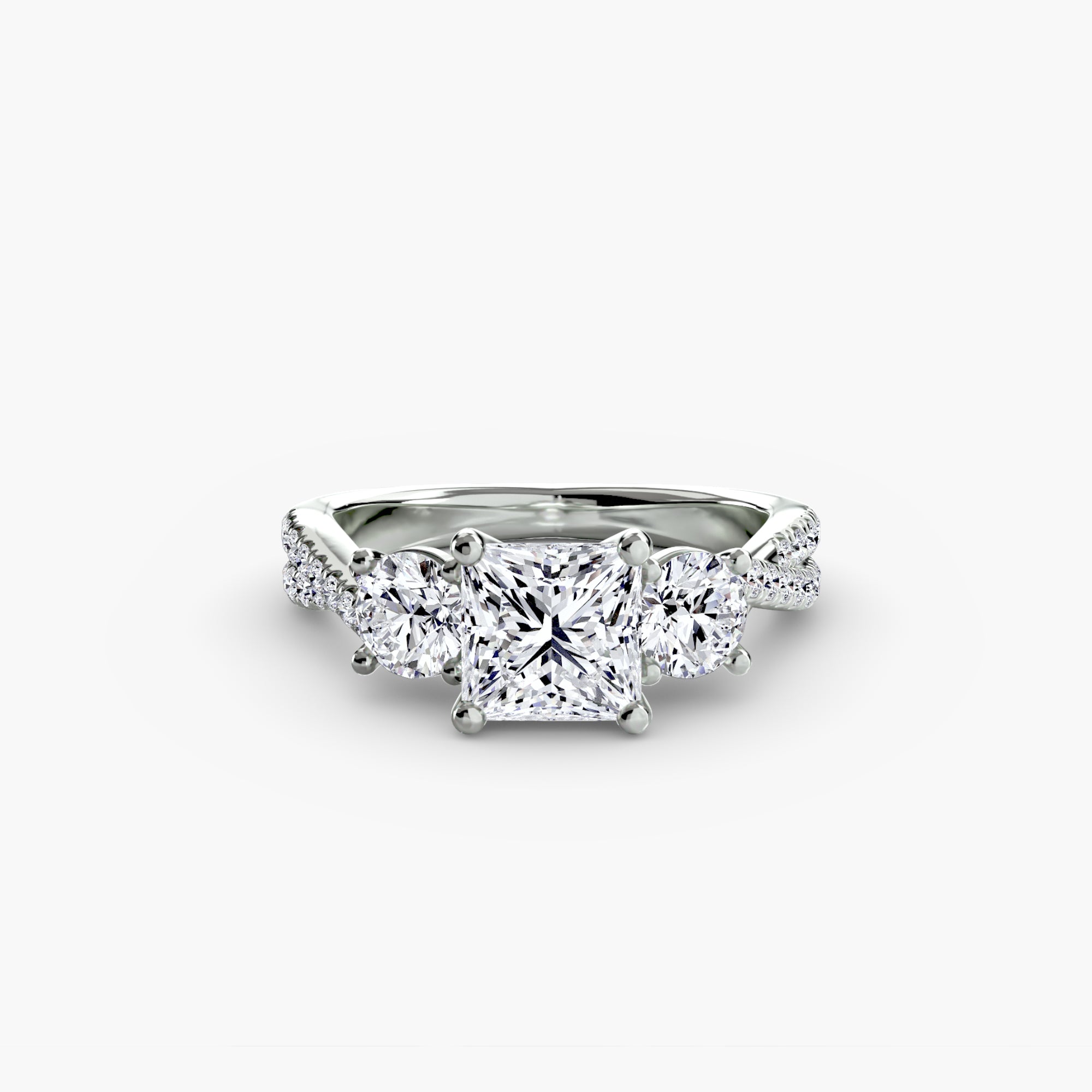 Three Stone Twist Pavé Ring
