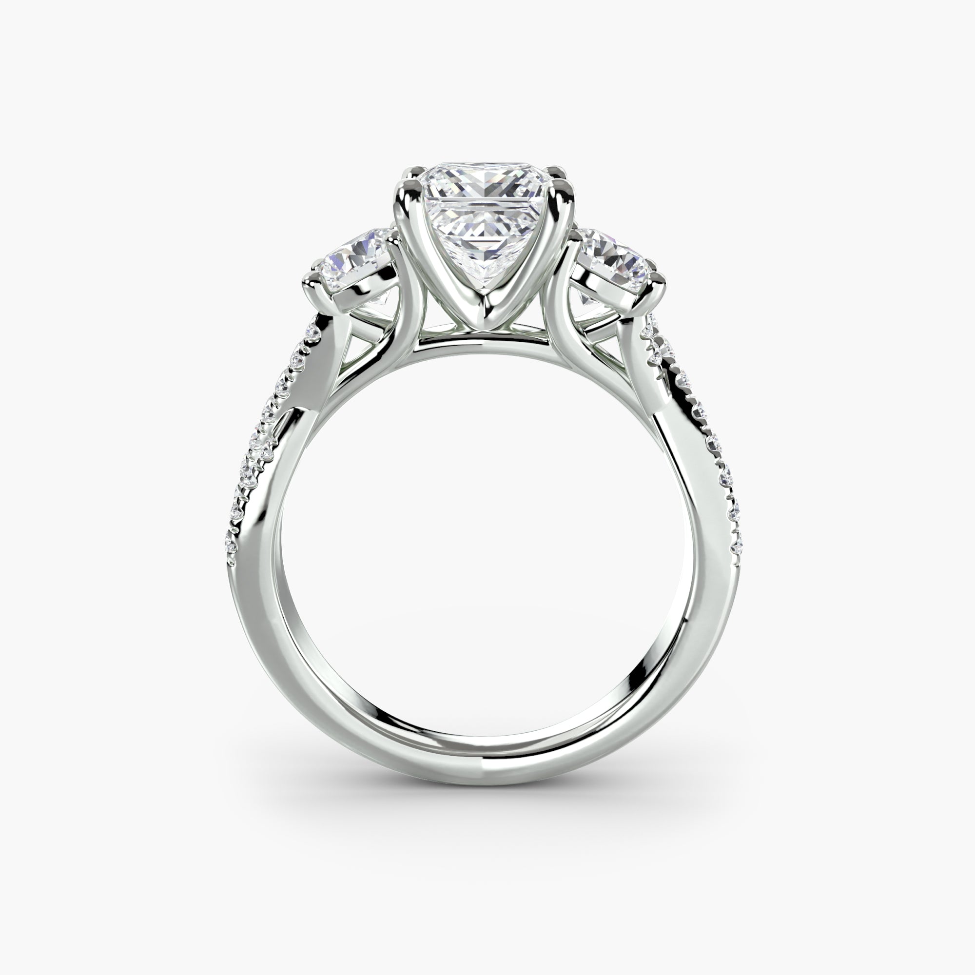 Three Stone Twist Pavé Ring