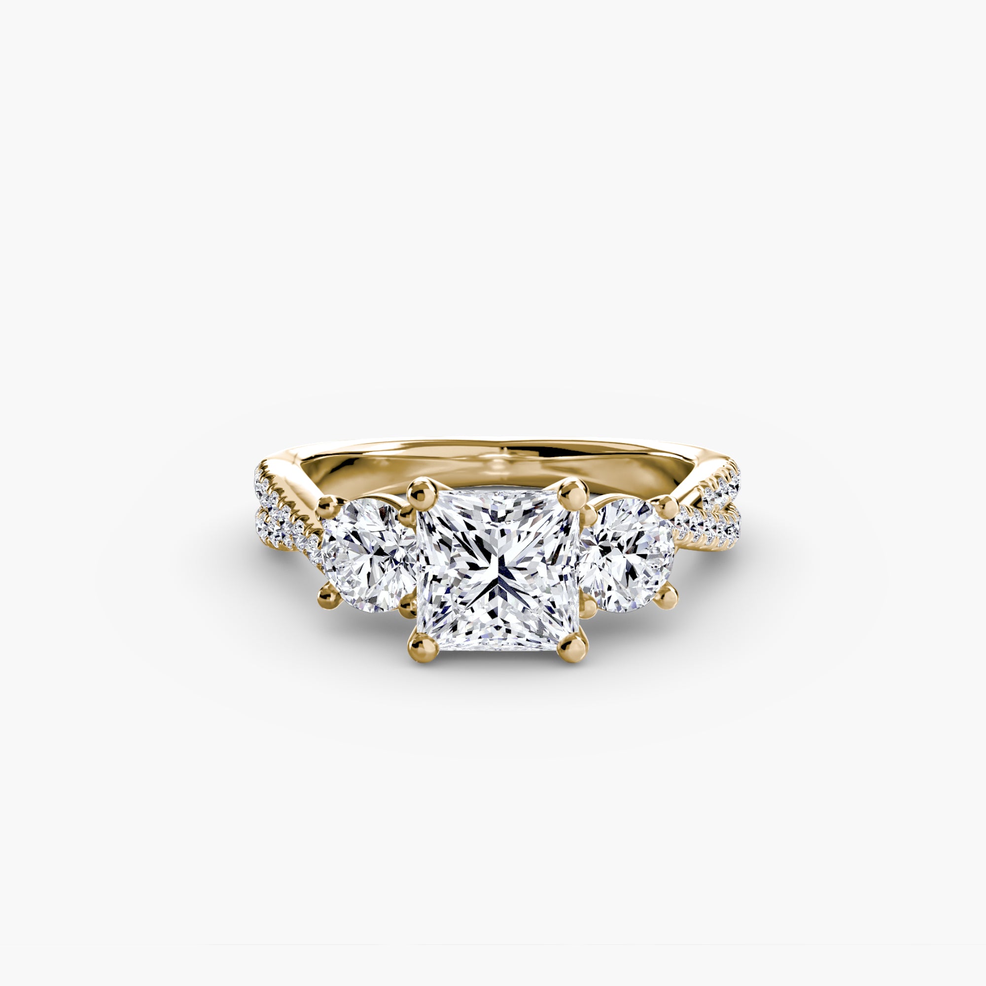 Three Stone Twist Pavé Ring