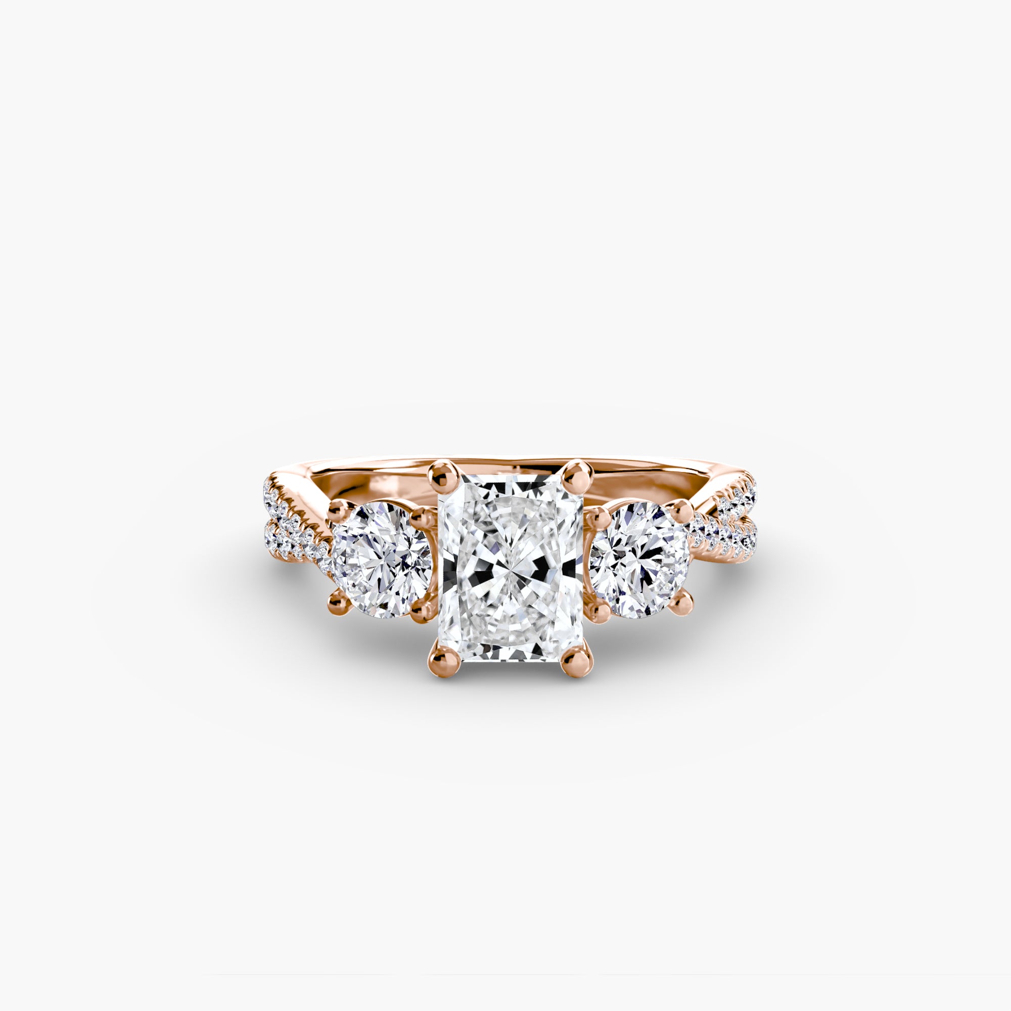 Three Stone Twist Pavé Ring