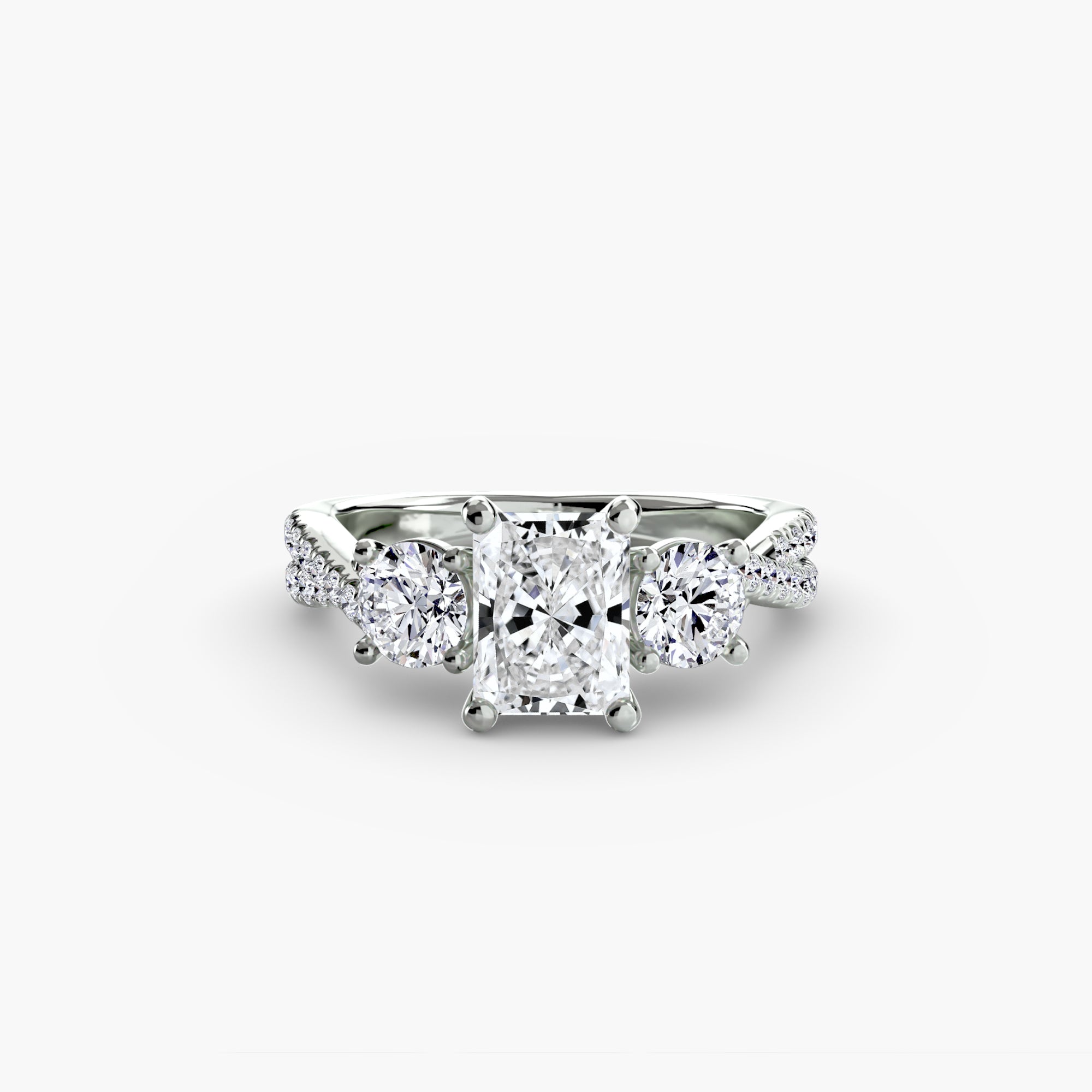 Three Stone Twist Pavé Ring