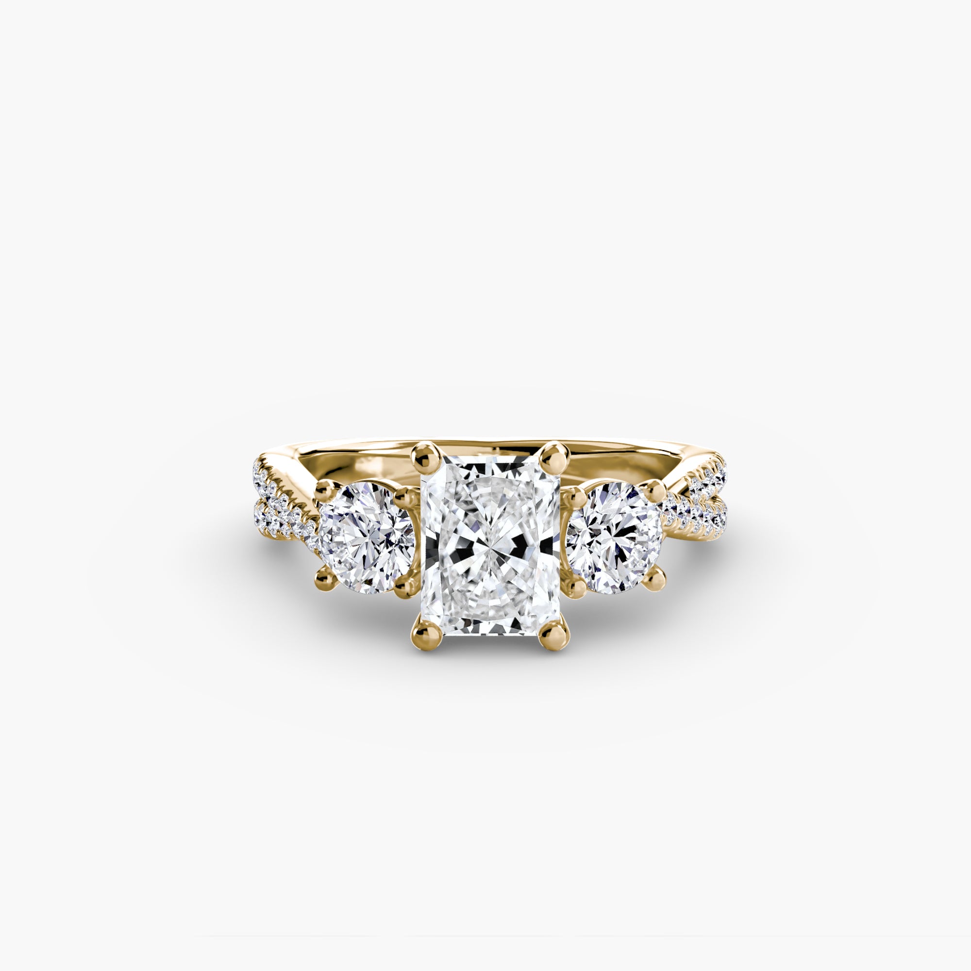 Three Stone Twist Pavé Ring