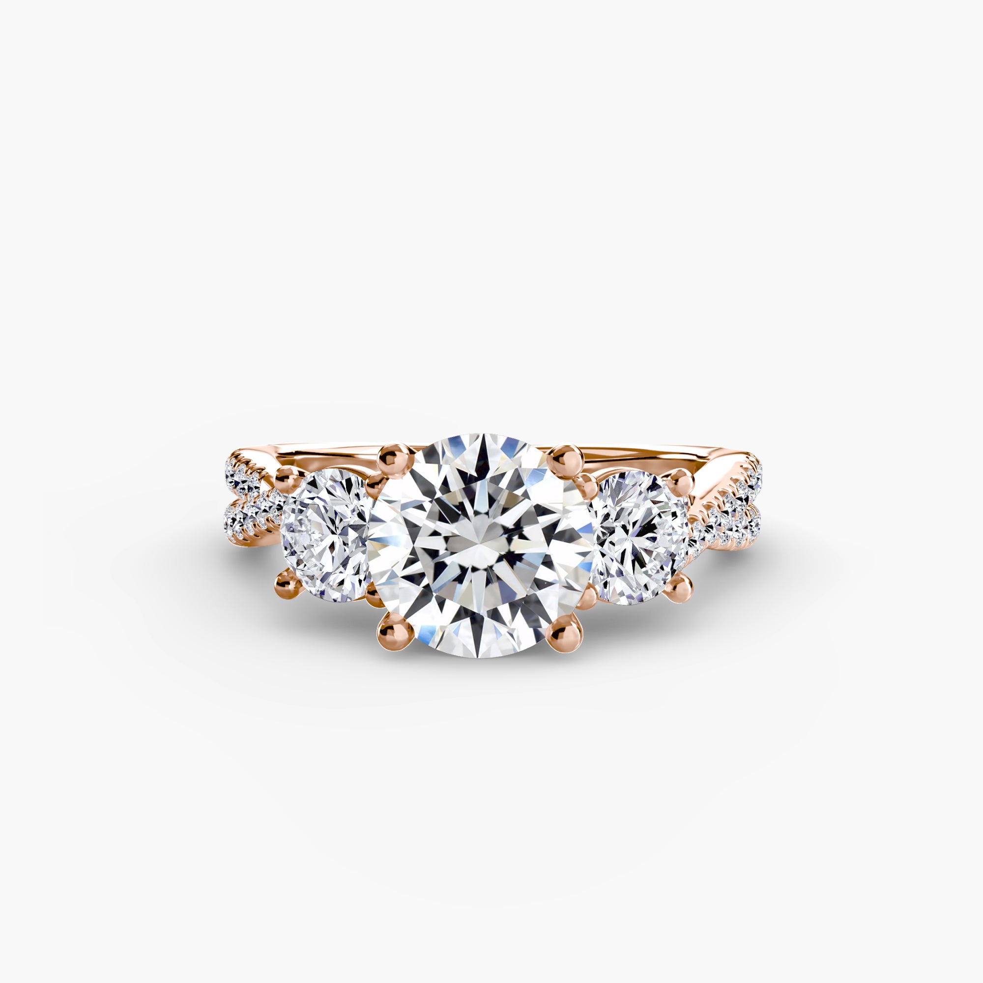 Three Stone Twist Pavé Ring