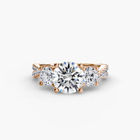 Round Three Stone Twist Pavé Ring