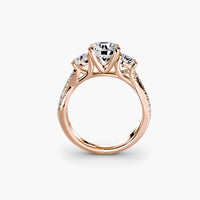 Round Three Stone Twist Pavé Ring