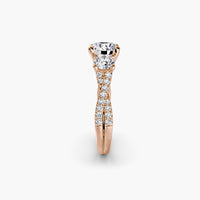 Round Three Stone Twist Pavé Ring