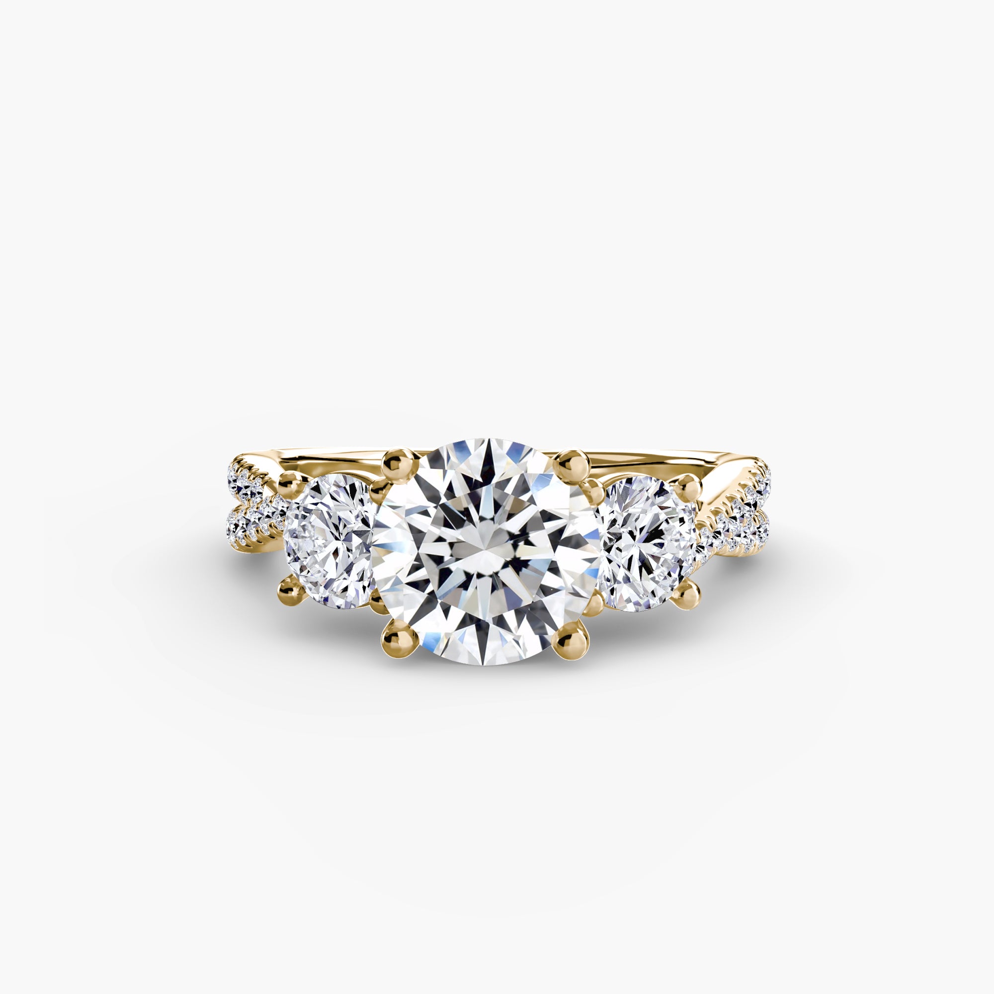 Three Stone Twist Pavé Ring