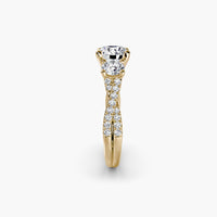 Round Three Stone Twist Pavé Ring