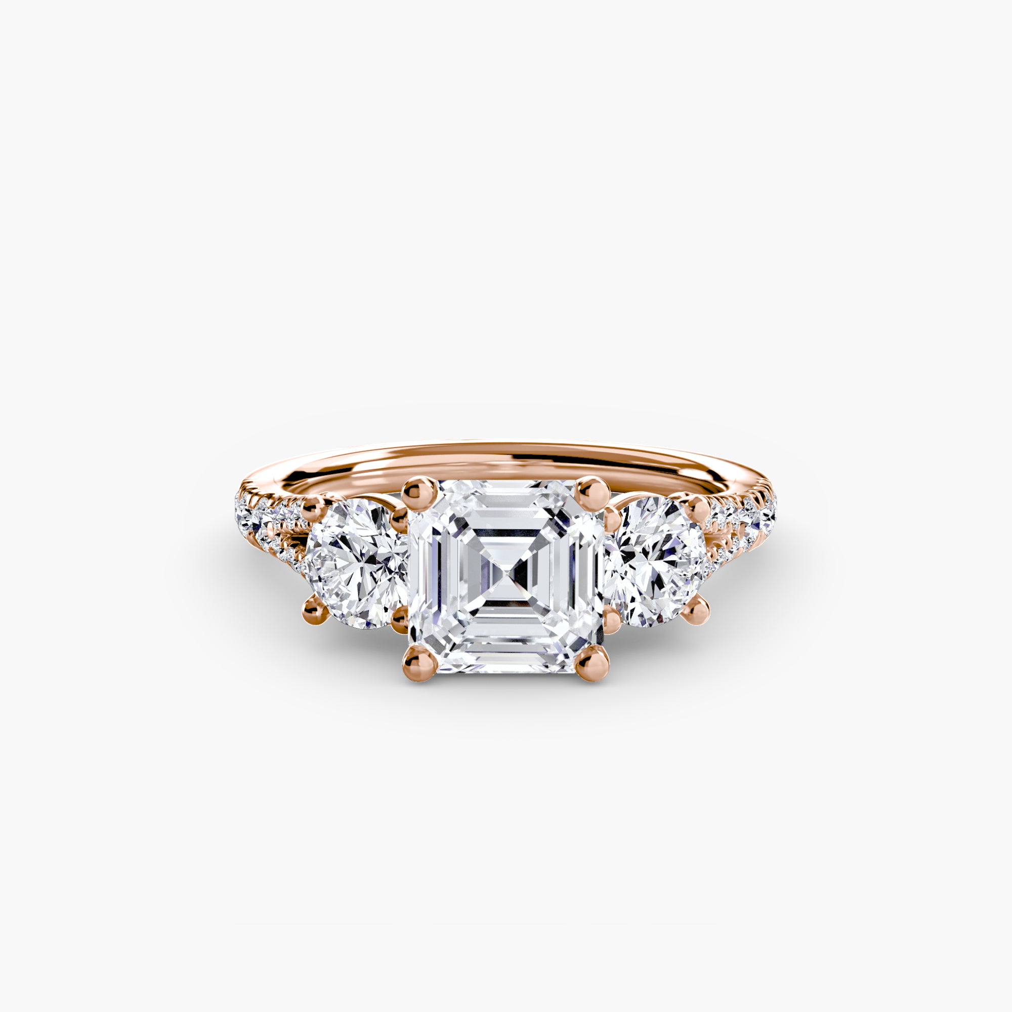 The Three Stone Split Shank Pavé Ring