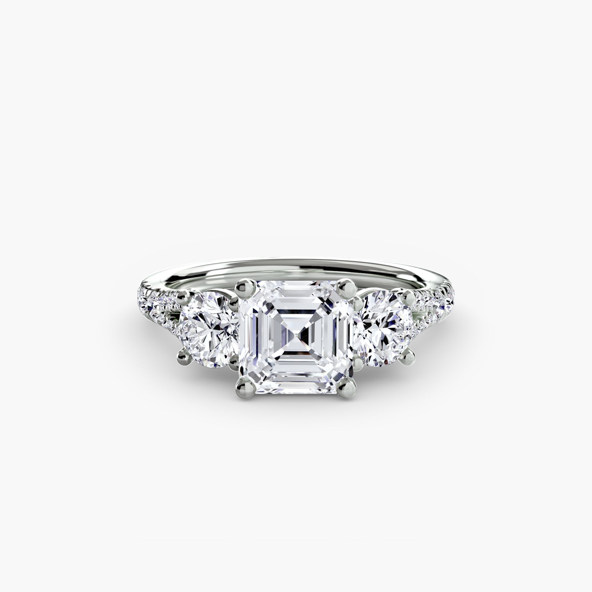 The Three Stone Split Shank Pavé Ring