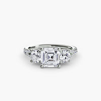 The Three Stone Split Shank Pavé Ring