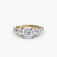 The Three Stone Split Shank Pavé Ring