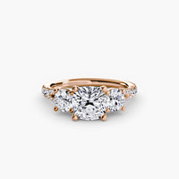 The Three Stone Split Shank Pavé Ring