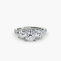The Three Stone Split Shank Pavé Ring