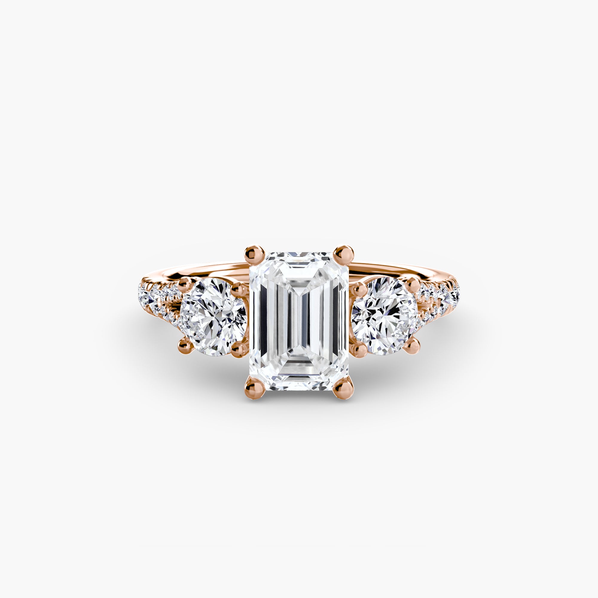 The Three Stone Split Shank Pavé Ring