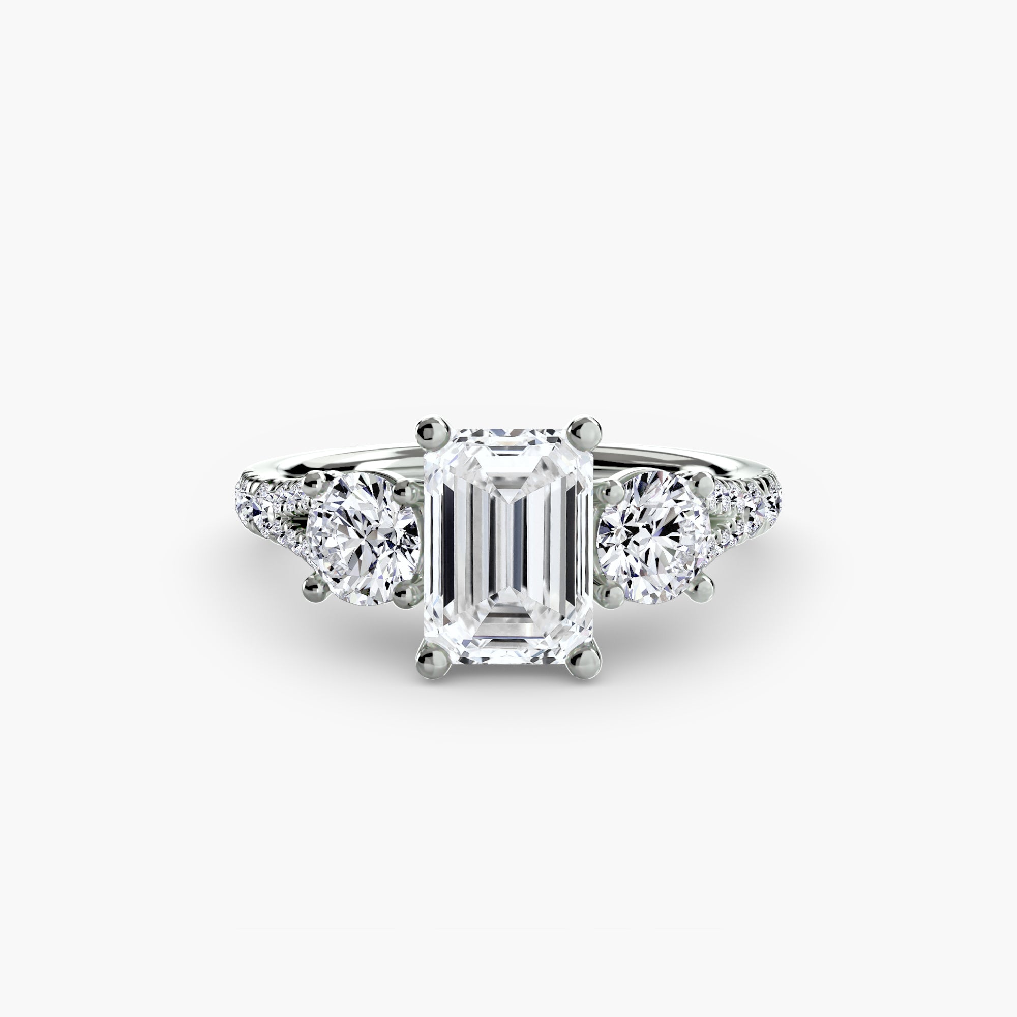 The Three Stone Split Shank Pavé Ring