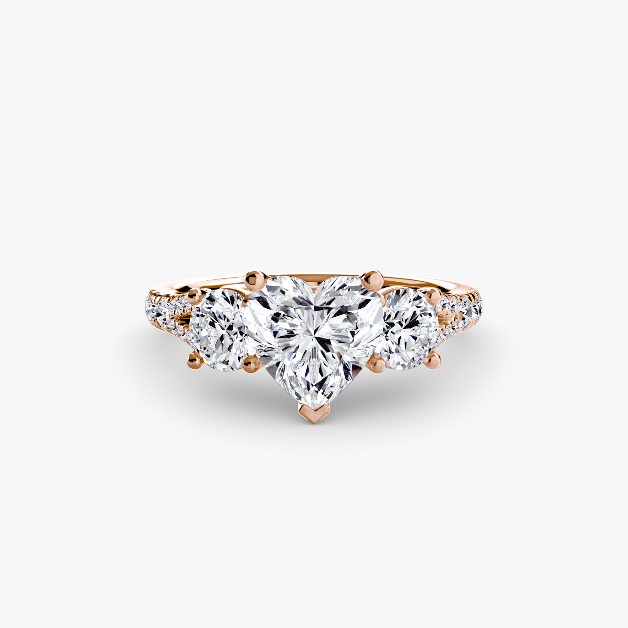 The Three Stone Split Shank Pavé Ring