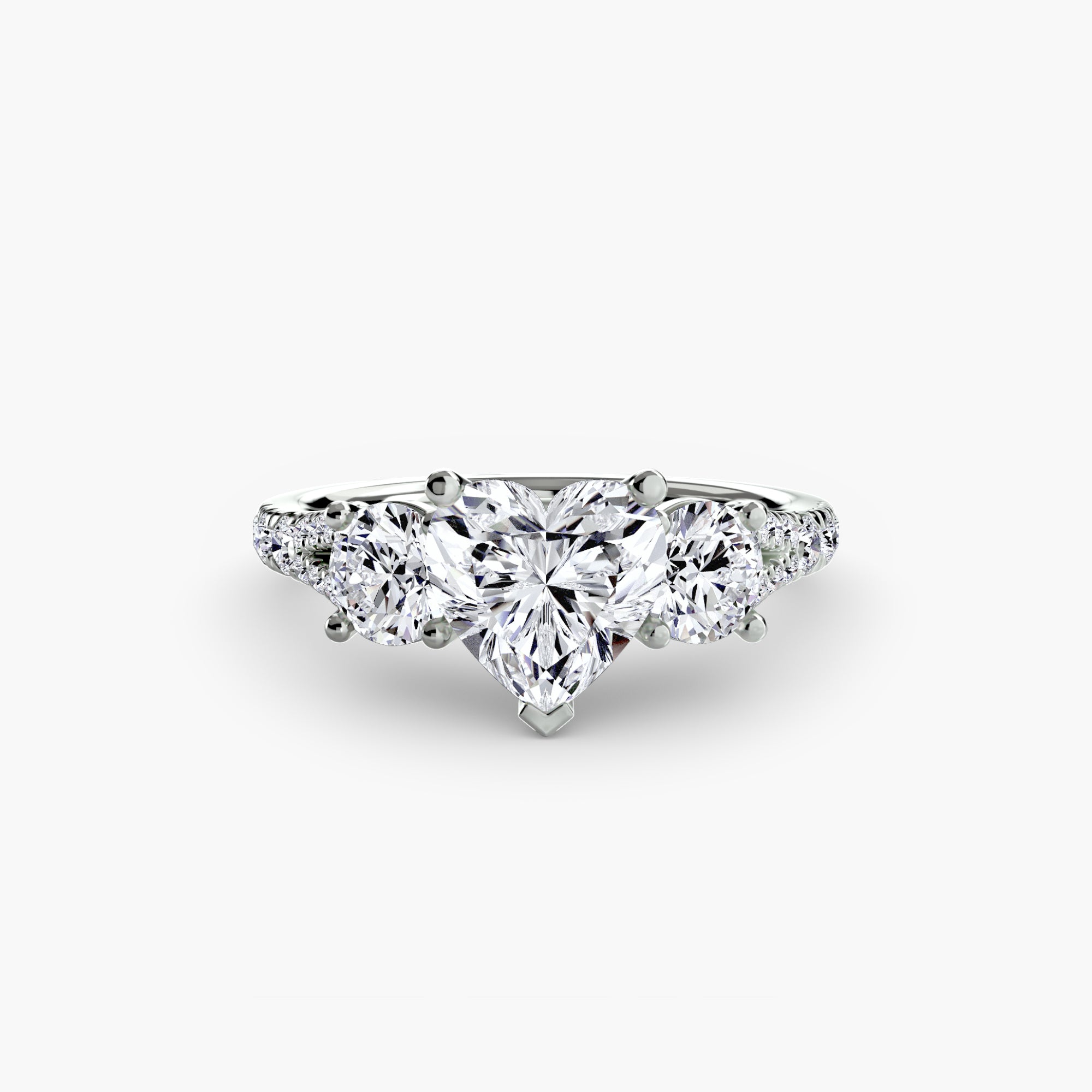 The Three Stone Split Shank Pavé Ring