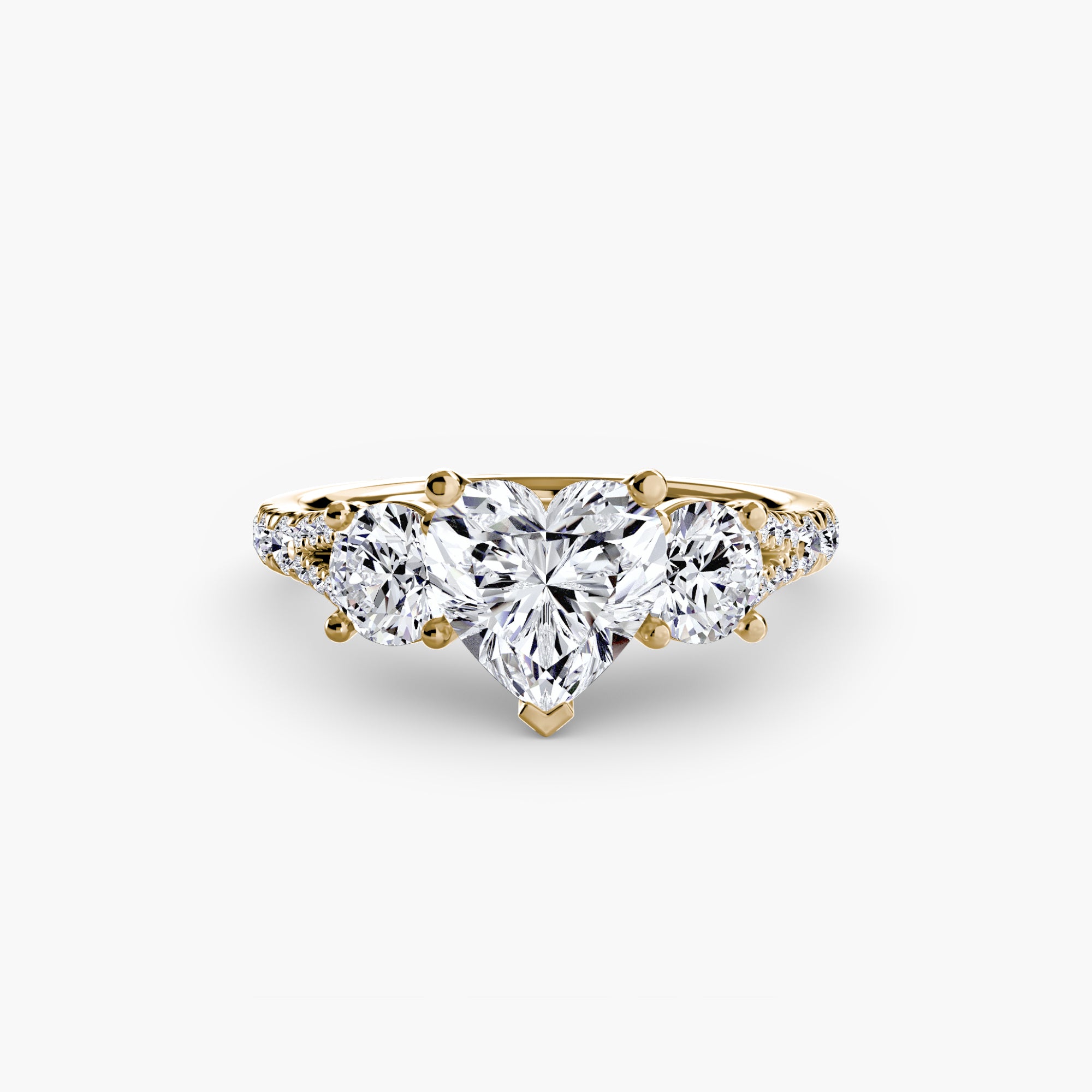 The Three Stone Split Shank Pavé Ring