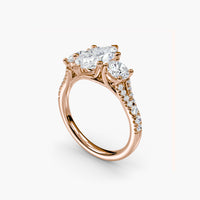 Marquise Split Shank Three Stone Pavé Ring