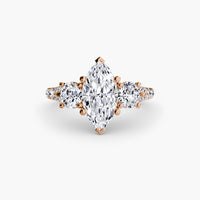 The Three Stone Split Shank Pavé Ring