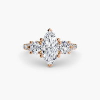 Marquise Split Shank Three Stone Pavé Ring