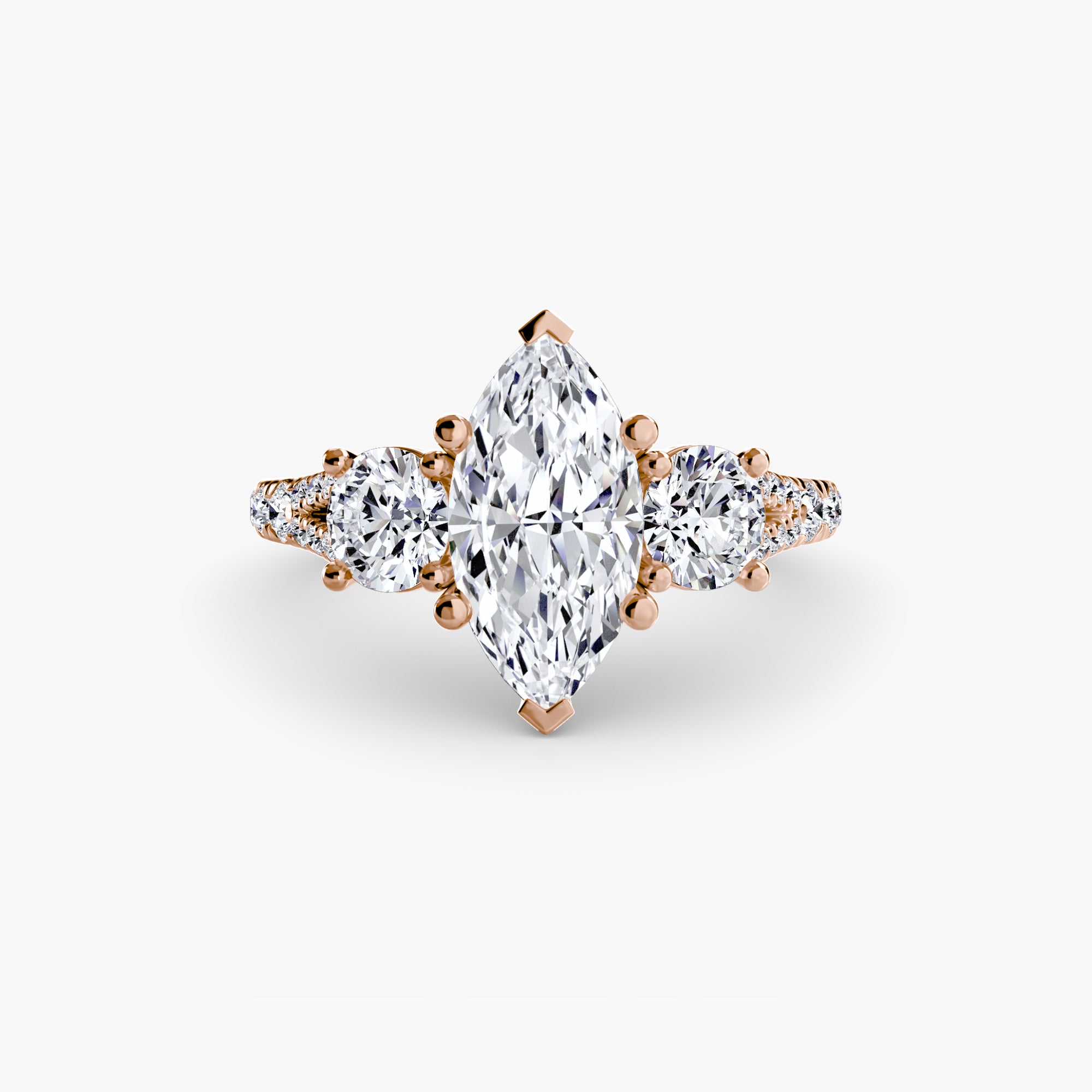 The Three Stone Split Shank Pavé Ring