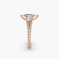 Marquise Split Shank Three Stone Pavé Ring