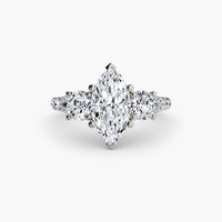 Marquise Split Shank Three Stone Pavé Ring