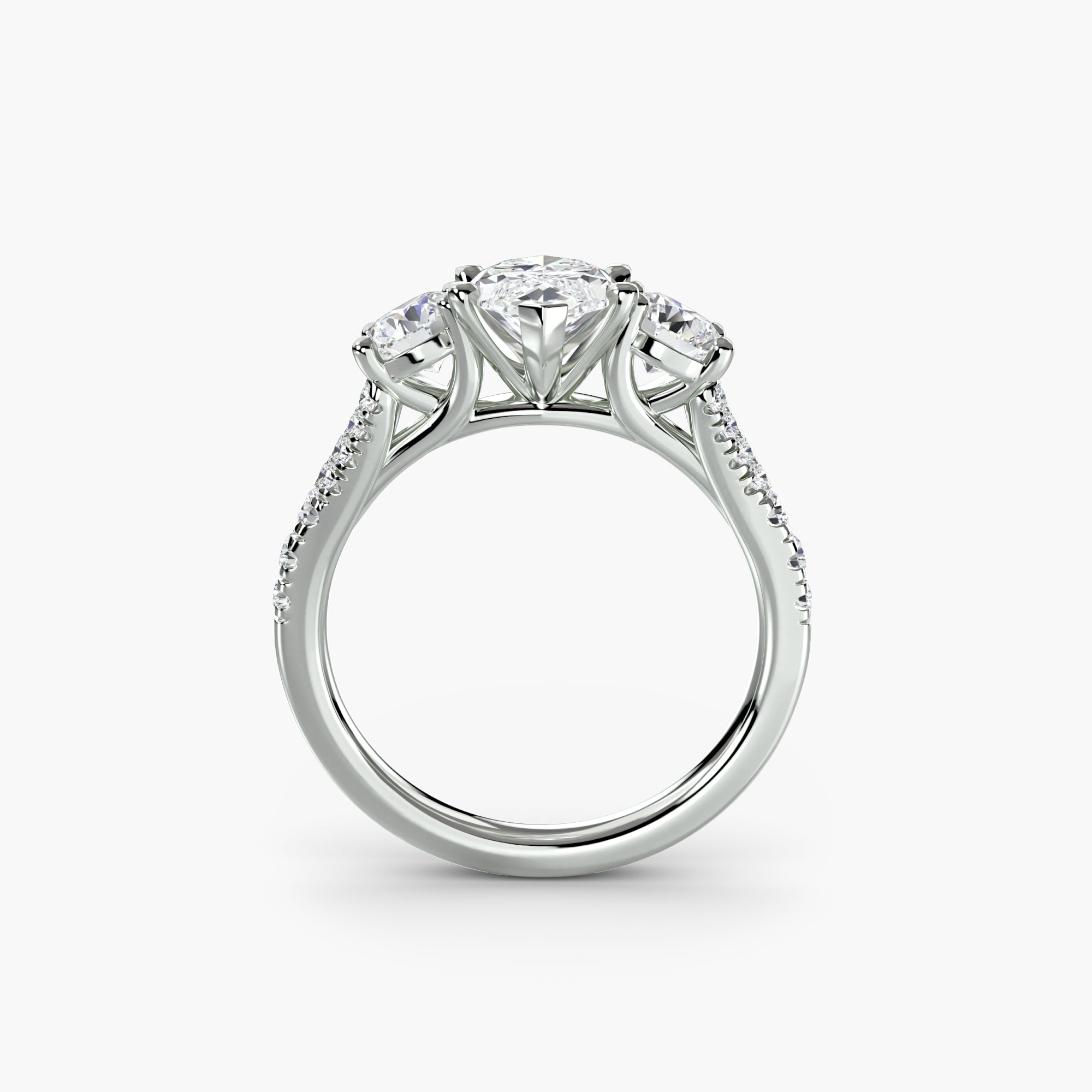 Marquise Split Shank Three Stone Pavé Ring