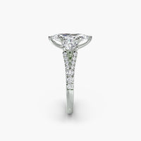 Marquise Split Shank Three Stone Pavé Ring