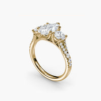 Marquise Split Shank Three Stone Pavé Ring