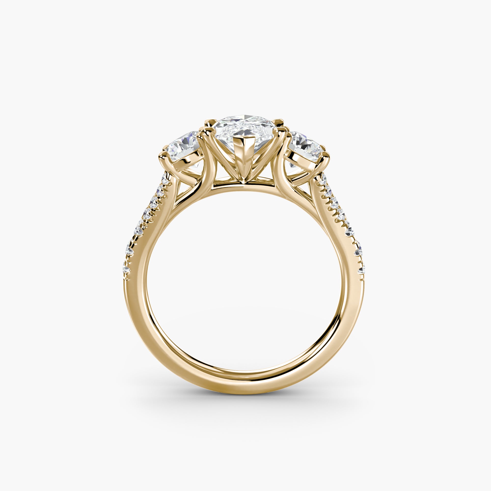 Marquise Split Shank Three Stone Pavé Ring