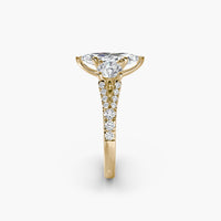 Marquise Split Shank Three Stone Pavé Ring