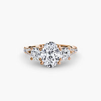 Oval Split Shank Three Stone Pavé Ring