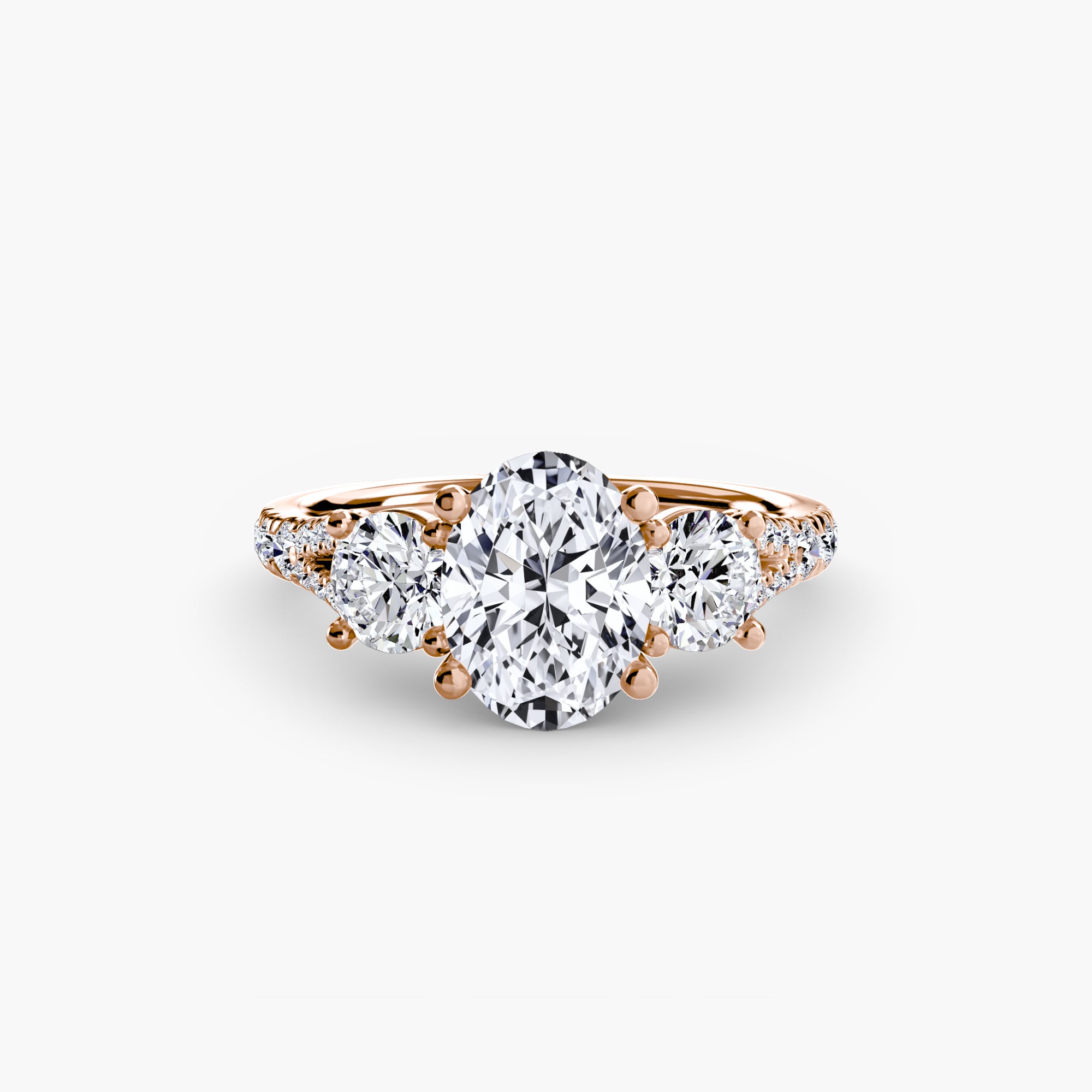 The Three Stone Split Shank Pavé Ring
