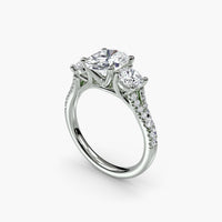 Oval Split Shank Three Stone Pavé Ring