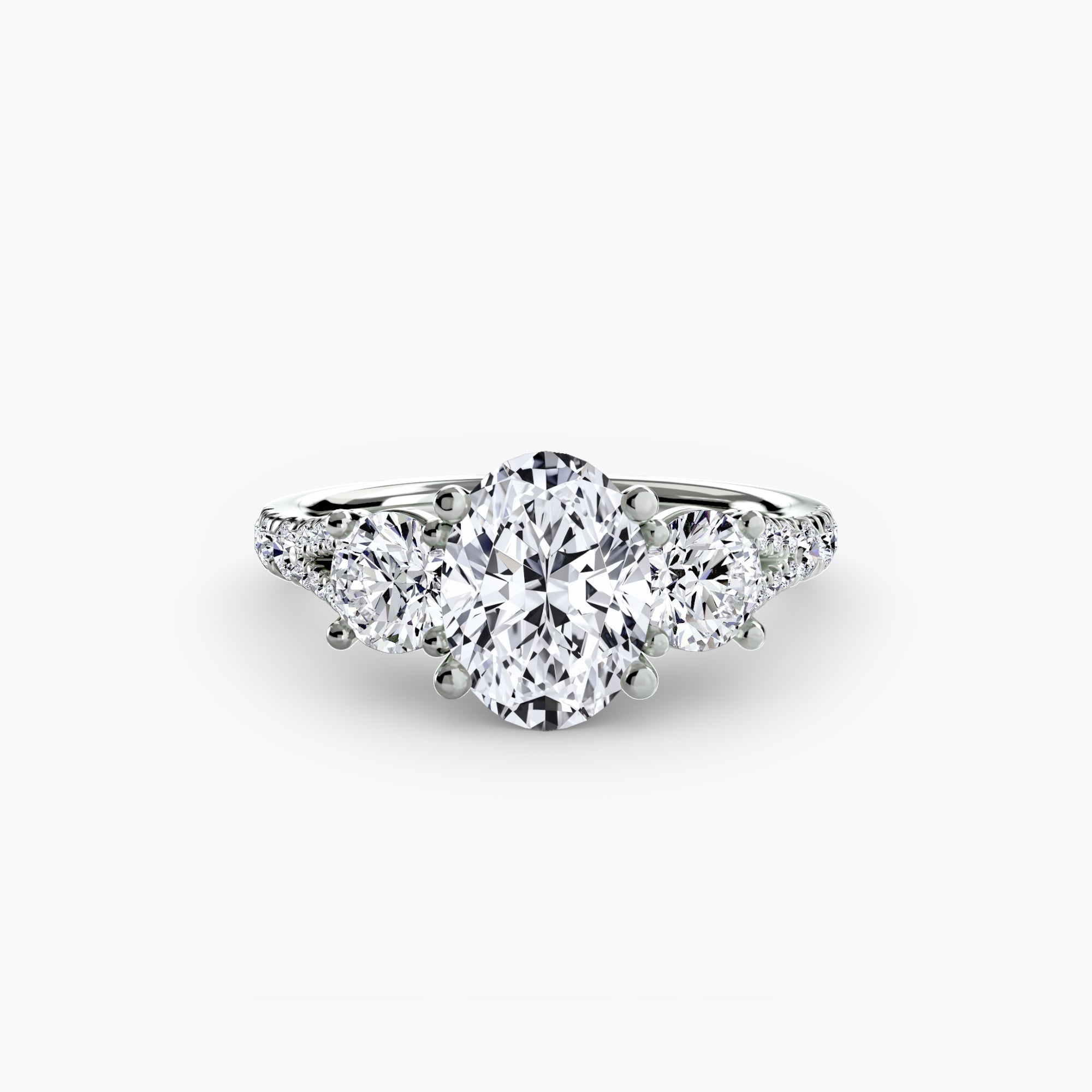 The Three Stone Split Shank Pavé Ring