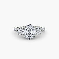 Oval Split Shank Three Stone Pavé Ring