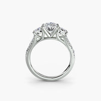 Oval Split Shank Three Stone Pavé Ring