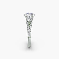 Oval Split Shank Three Stone Pavé Ring