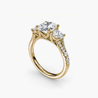 Oval Split Shank Three Stone Pavé Ring