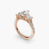 Pear Split Shank Three Stone Pavé Ring