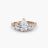 Pear Split Shank Three Stone Pavé Ring
