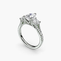 Pear Split Shank Three Stone Pavé Ring