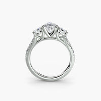 Pear Split Shank Three Stone Pavé Ring