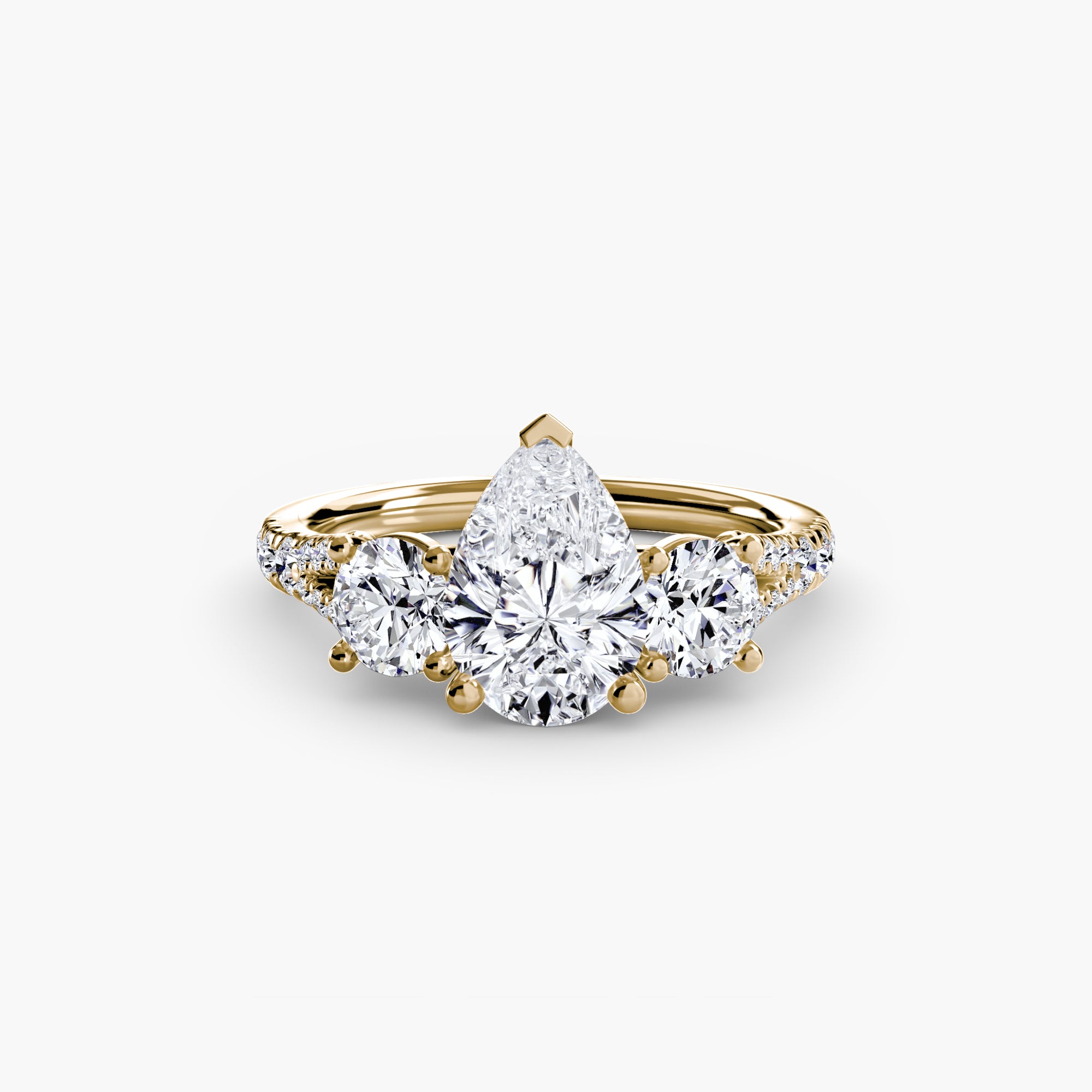 The Three Stone Split Shank Pavé Ring